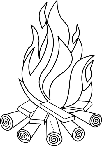 Fuego De Campo Naturaleza Paginas Para Color On Dibujo - Fire Clipart Black And White (350x500), Png Download