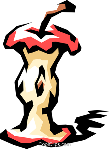 Apple Core Royalty Free Vector Clip Art Illustration - Illustration (353x480), Png Download