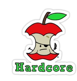 "hardcore" Stickers By Stacey Roman - Hard Core Apple Core (375x360), Png Download