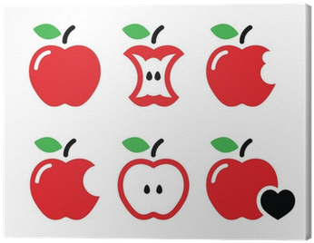 Red Apple, Apple Core, Bitten, Half Vector Icons Canvas - Clipart Half Apple (400x400), Png Download
