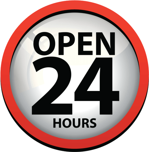 24 Hours Png Hd - Open 24 Hours Logo Png (549x545), Png Download