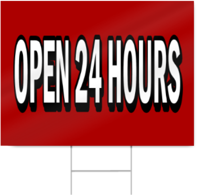 Open 24 Hours Block Lettering Sign - Block Letters (450x450), Png Download