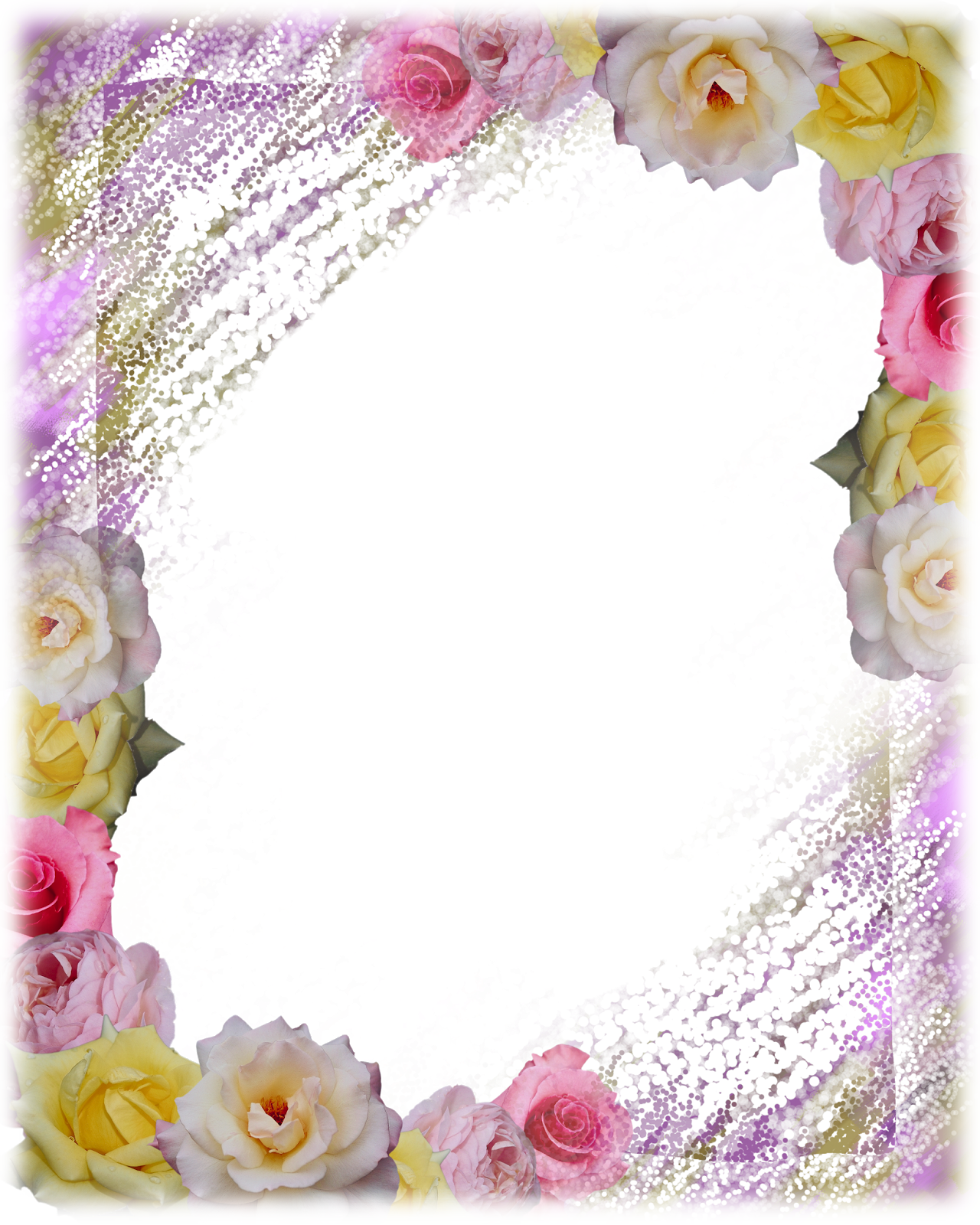 Marco Morado Rectangular Con Flores - Frames For Photoshop (1280x1600), Png Download