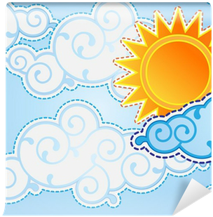 Fotomural Estilo De Dibujos Animados Sol Y Las Nubes - Drawing (400x400), Png Download