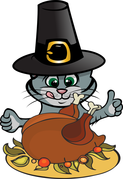Feline Clipart Happy Thanksgiving - Cat Thanksgiving Clip Art (515x750), Png Download