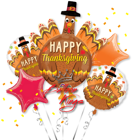 Pilgrim Turkey Bouquet - 38 Inch Thanksgiving Pilgrim Turkey Balloon - 5 Pieces (500x500), Png Download