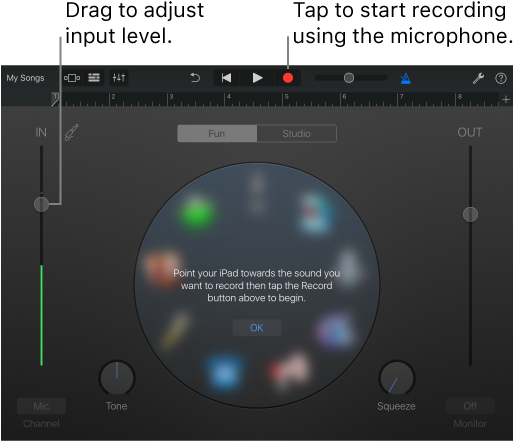 Garageband For Ipad Audio Recording (524x442), Png Download