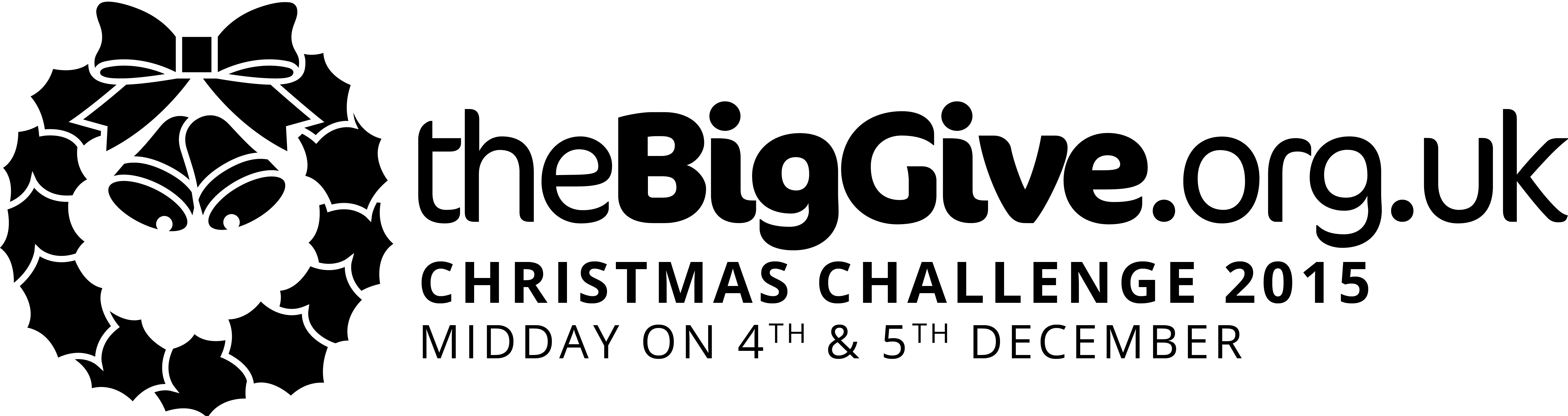 Left Hand Wreath, Black, Full Tagline - Big Give Christmas Challenge 2018 (5675x1507), Png Download