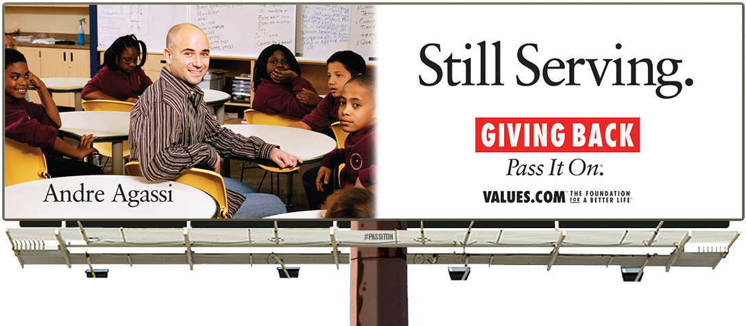 See The Andre Agassi Billboard And Pass It On - Values Com Quotes Billboards (1200x630), Png Download