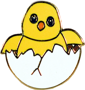 Hatching Chick - Chick Emoji Enamel Pin (595x595), Png Download