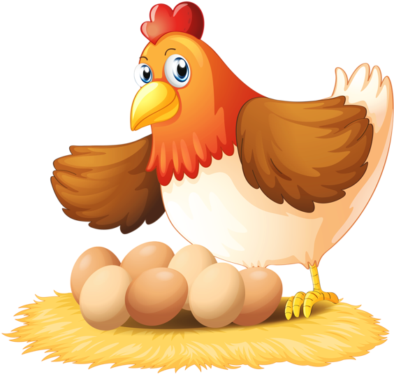Chicken And Eggs Clipart (600x580), Png Download