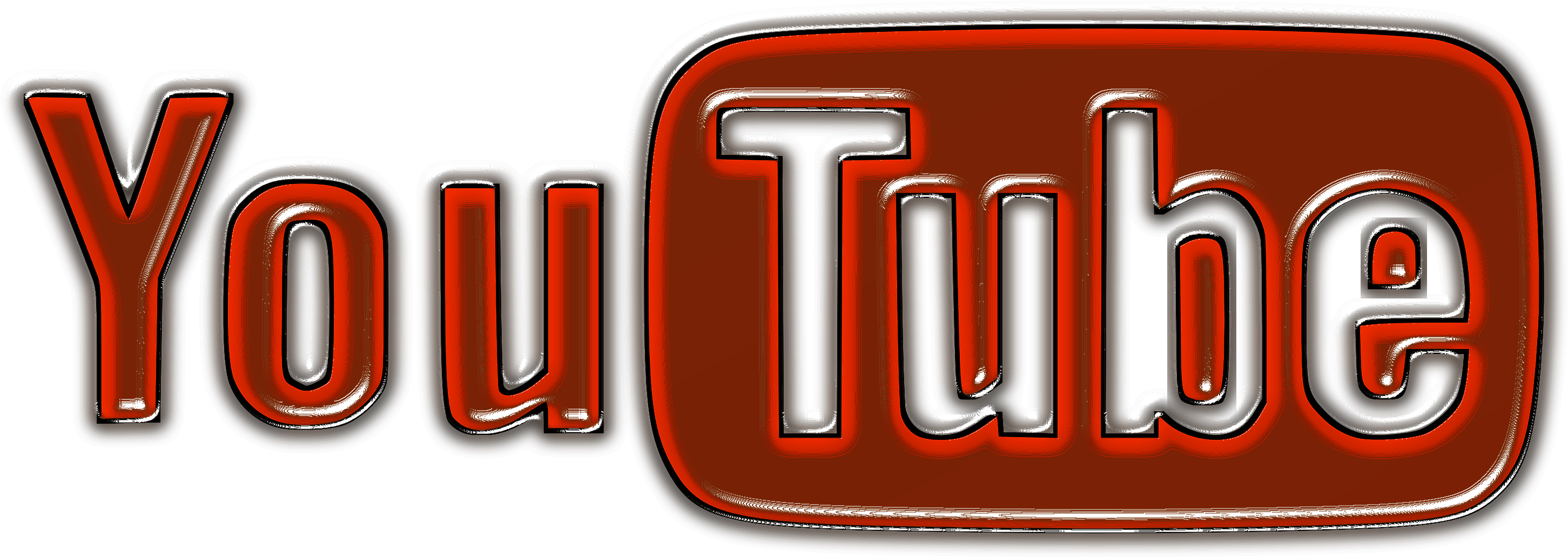 White And Red Logo Of Youtube - Youtube Neon Png (3303x1390), Png Download