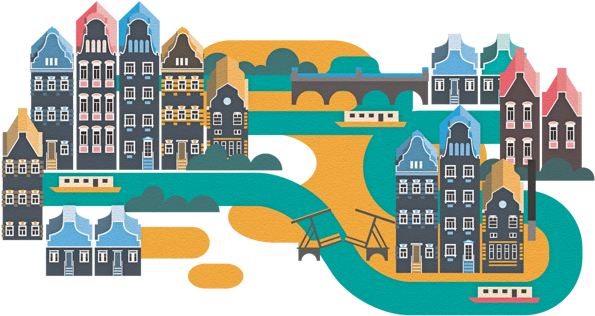 Amsterdam City Illustration - City Map Illustration Png (600x349), Png Download