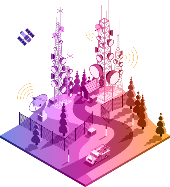 Telecommunications Illustration With Purple To Yellow - Telecommunications Png (618x618), Png Download