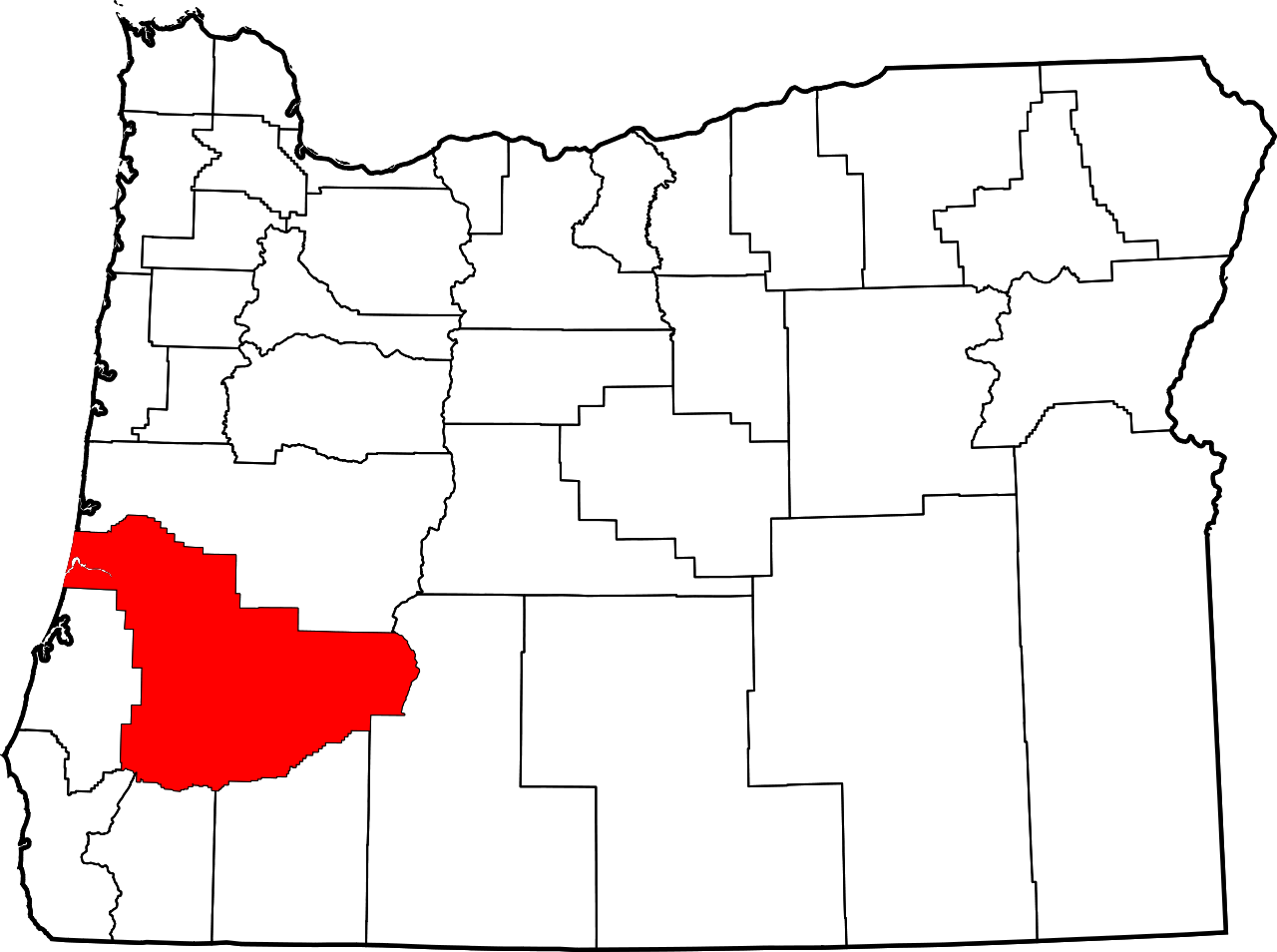 Map Of Oregon Highlighting Douglas County - Douglas County Oregon (1280x954), Png Download