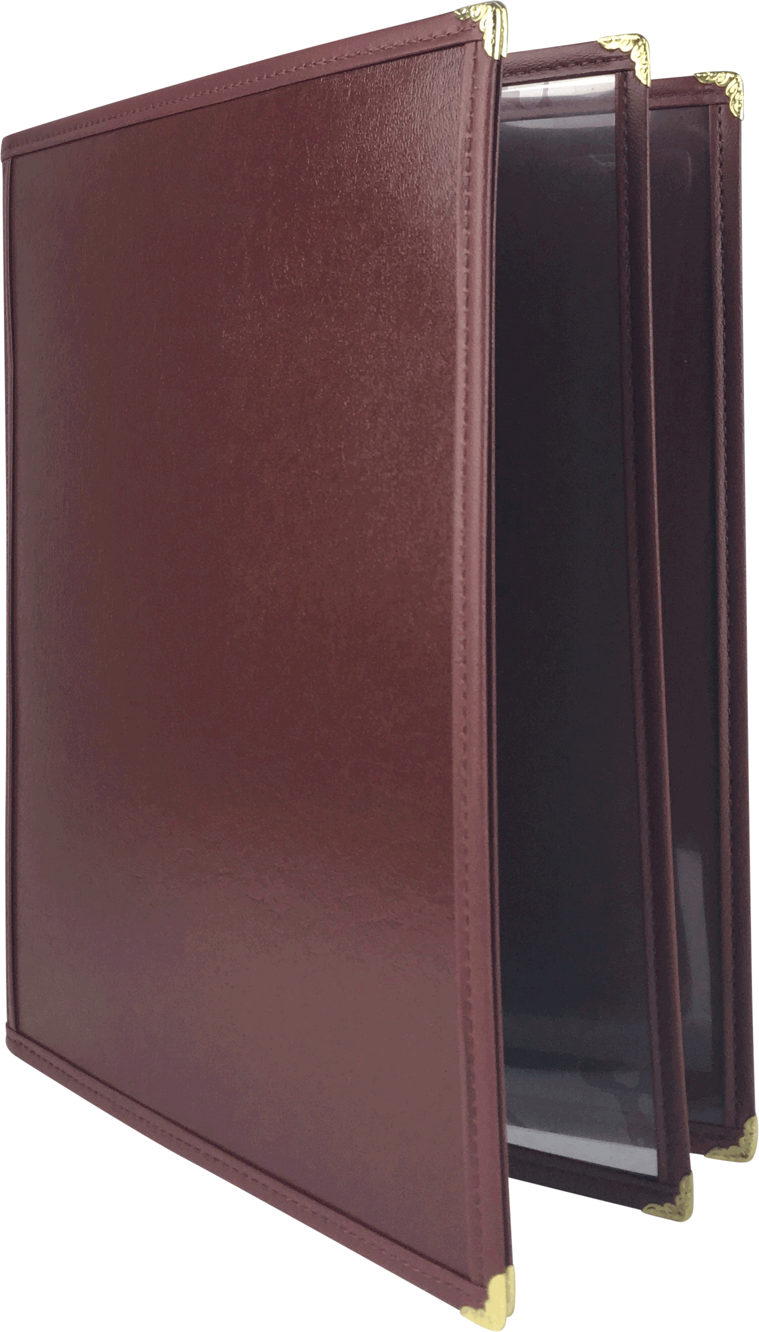 Burgundy Bistro With Decorative Brass Corners - Leather (1509x2648), Png Download