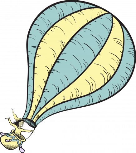 Person In Hot Air Balloon - Oh The Places You Ll Go Blue Balloon (436x489), Png Download