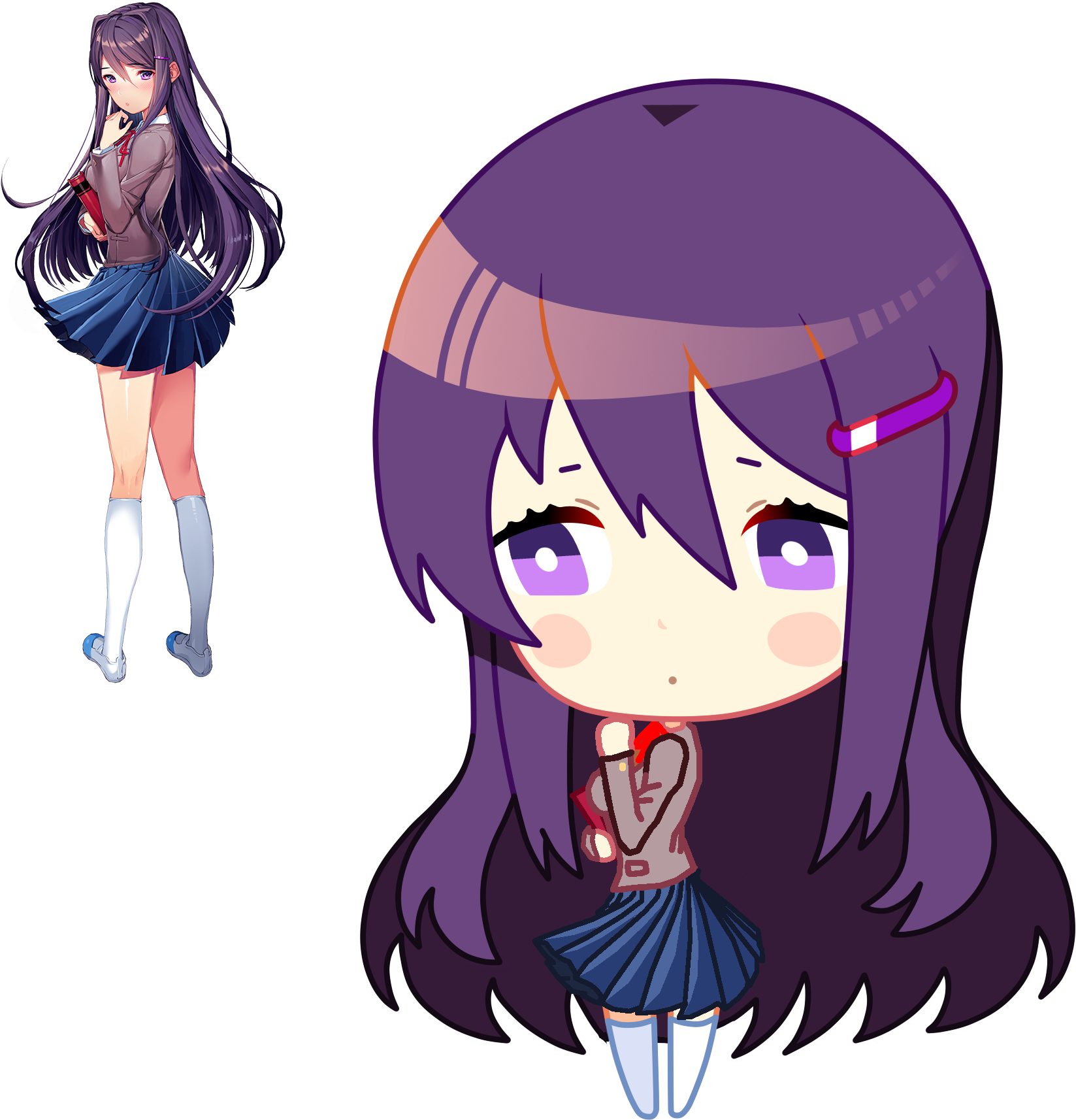 Oc Edited Mediahd Chibi Yuri Menu Pose Sprite Png Yuri - Doki Doki Yuri Chibi (1900x1850), Png Download