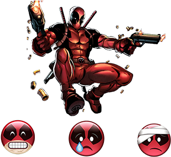 Deadpool Superhero Emoji Cool - Deadpool Comic Png (386x329), Png Download
