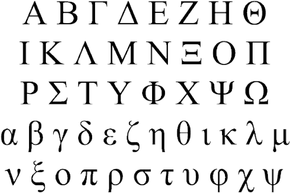 Ancient Greek Alphabet Symbols - Greek Alphabet (600x433), Png Download