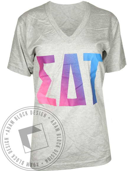 Sigma Delta Tau Ombre Greek Letters T Shirt - Active Shirt (464x585), Png Download