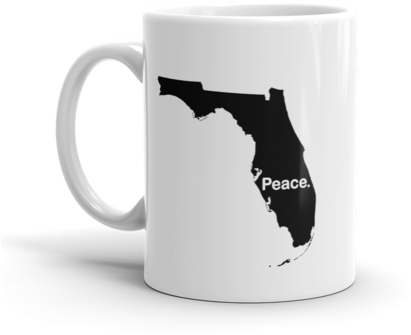 Florida Peace Mug - State Of Florida With Heart (480x480), Png Download