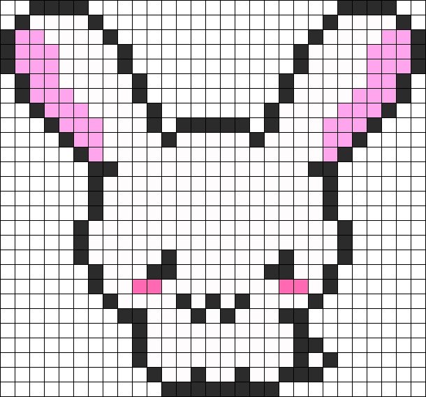 Kawaii Bunny Perler Bead Pattern / Bead Sprite - Perler Bead Patterns Bunny (610x568), Png Download