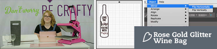 Rose Gold Glitter Htv Wine Bag - Wine (745x170), Png Download