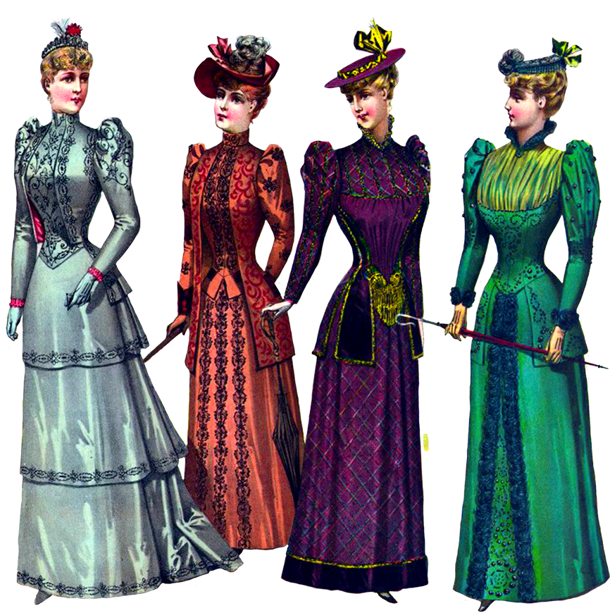 Ladies Victorian Style Fashionable Dresses - Victorian Era (870x886), Png Download
