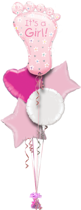 Its A Girl Baby Foot New Baby Balloon - Pink Its A Girl Balloon Bunch (286x686), Png Download