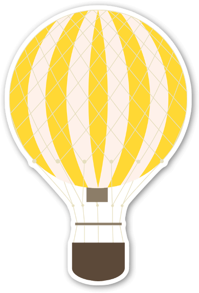 Yellow Hot Air Ballon Stickers - Hot Air Balloon (418x600), Png Download