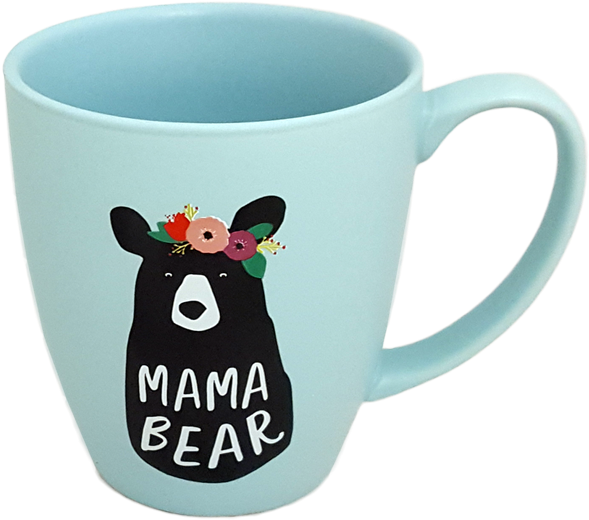 Ceramic Mug- Mama Bear Light Blue - Caribou Coffee Mama Bear Mug (600x600), Png Download