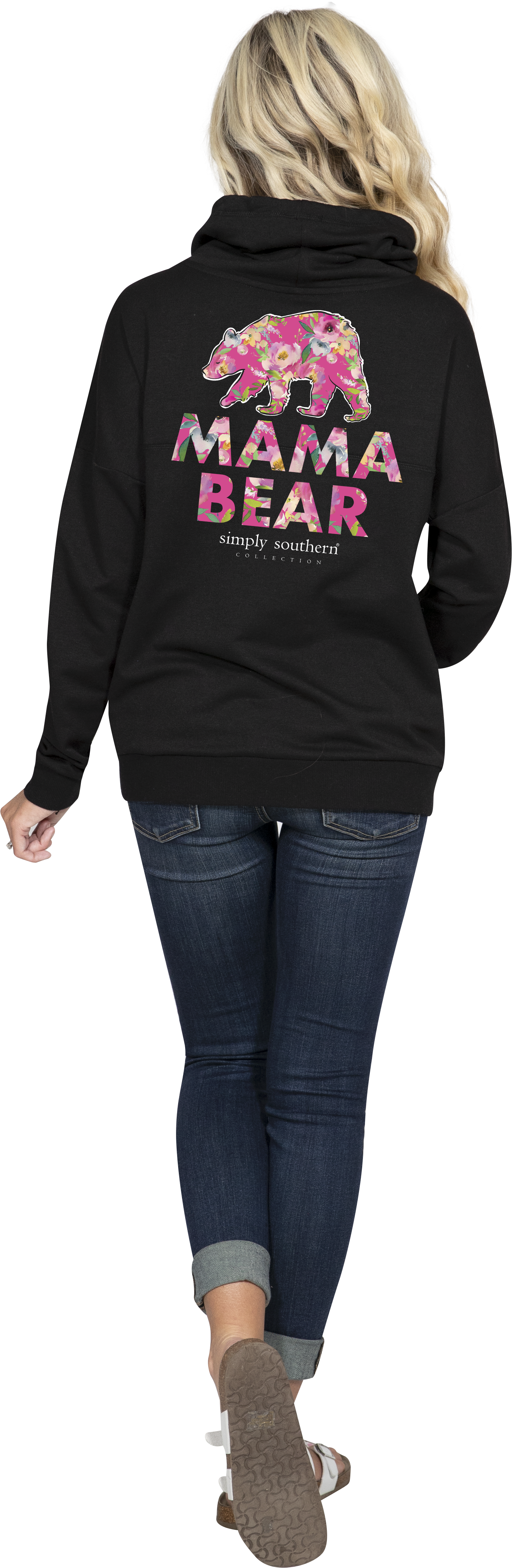 'mama Bear' Cowl Neck Pullover By Simply Southern - Sweatshirt (1532x4495), Png Download