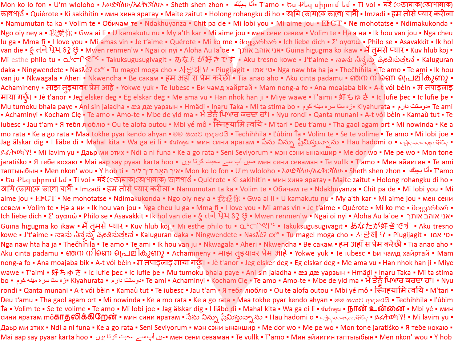 How To Say I Love You In Different Langauges - Love (1500x1200), Png Download