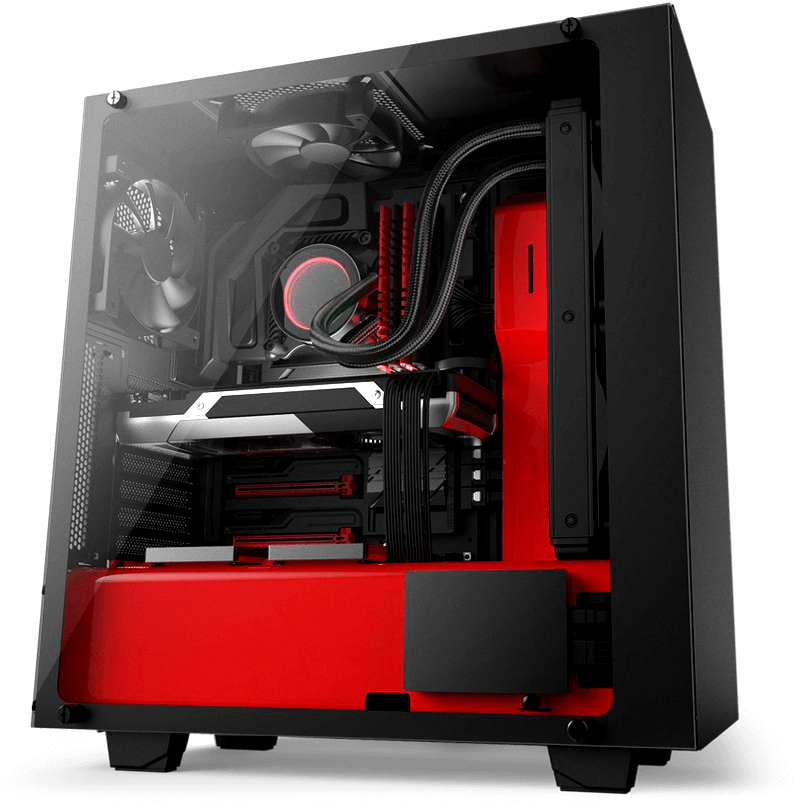 Stream - Nzxt S340 Elite Black/blue Atx Case, Side Window, No (933x809), Png Download