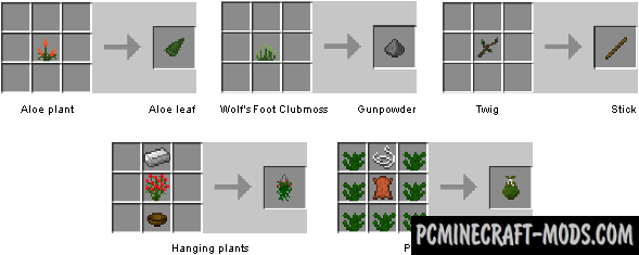 Plant Mega Pack Mod For Minecraft 1 9 1 8 9 1 7 - Minecraft Plant Mega Pack Crafting (600x242), Png Download