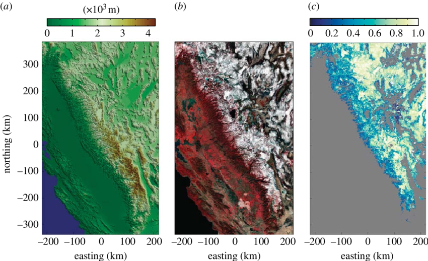 Elevations Of The Sierra Nevada, Coast Ranges And Southern - Sierra Nevada (850x518), Png Download