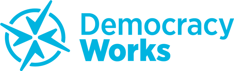 A Blue Democracy Works Logo Against White Background - Democracy (940x470), Png Download