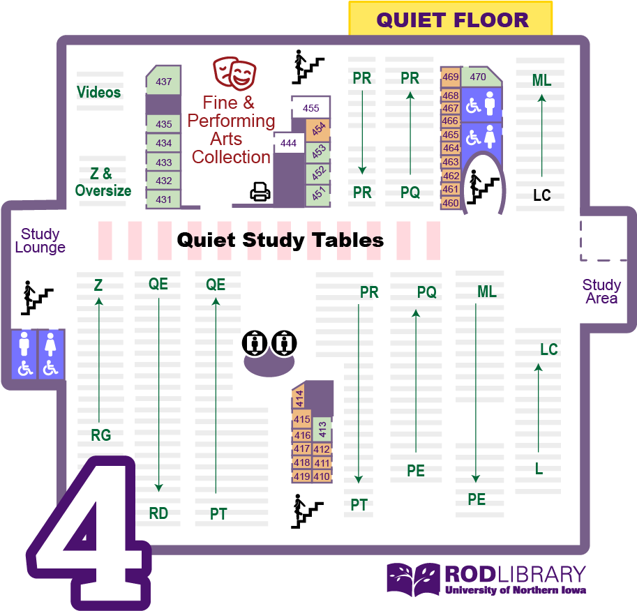 Fourth Floor - Quiet Floor - Rod Library (1000x1000), Png Download