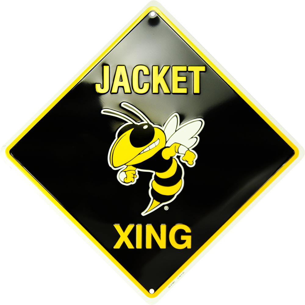 Georgia Tech Jacket Xing - Metal Sign: Tin Sign: Georgia Tech Yellow Jackets, (1000x1000), Png Download