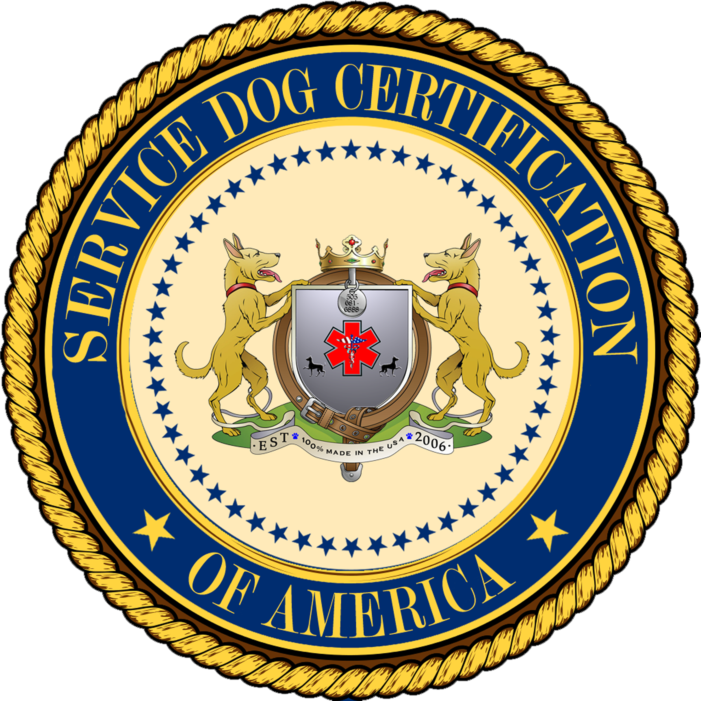 Service Dog Certification Of America - National Security Division (3026x3022), Png Download
