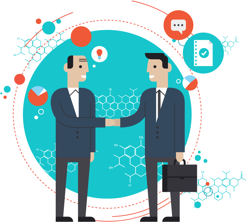 Illustration Of Two Businessmen Shaking Hands And Holding - Partnership Company (1080x734), Png Download