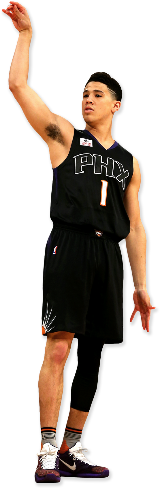 Suns Devin Booker Jump Shot - Devin Booker Cut Out (839x1706), Png Download