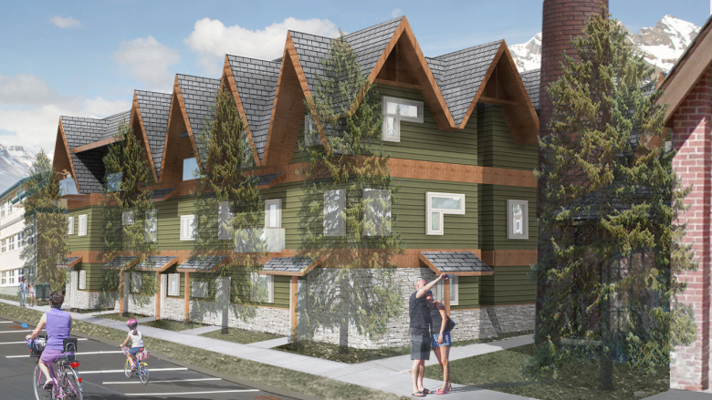 A Rendering Shows The Ywca Banff Courtyard Project, - Ywca Banff Hotel (780x439), Png Download