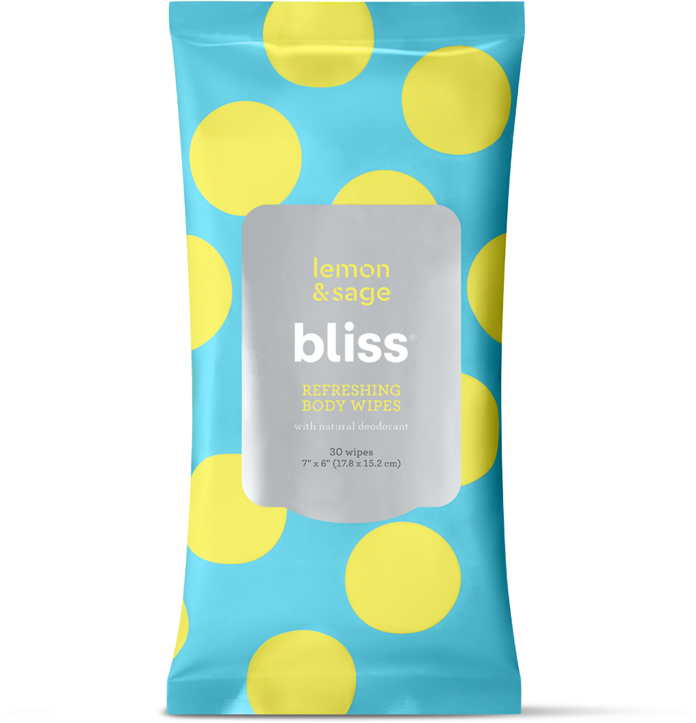 Bliss Lemon & Sage Refreshing Body Wipes - Cleanser (1140x1140), Png Download