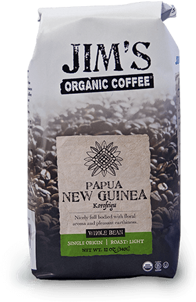Papua New Guinea Korofeigu Coffee - Jim's Organic Coffee Sweet Love Blend (300x486), Png Download
