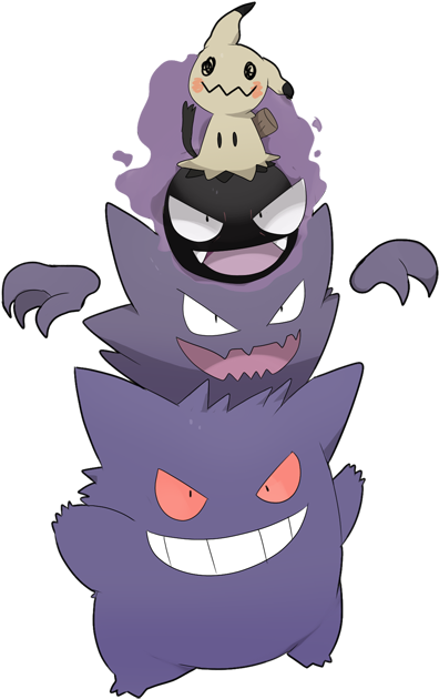 Happy Halloween - Cute Gengar Haunter Mimikyu (540x671), Png Download