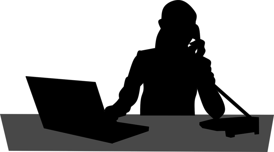 Secretary, Telephone, Office, Silhouette, Workplace - Oficina Silueta (960x534), Png Download
