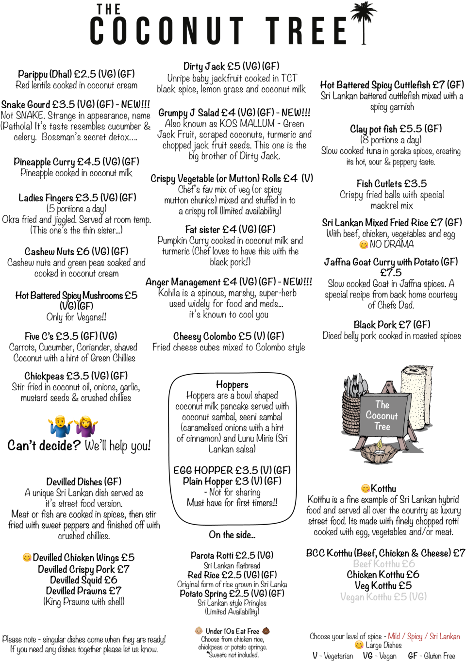 20180911 Bristol Menu - The Coconut Tree Cheltenham (1000x1414), Png Download