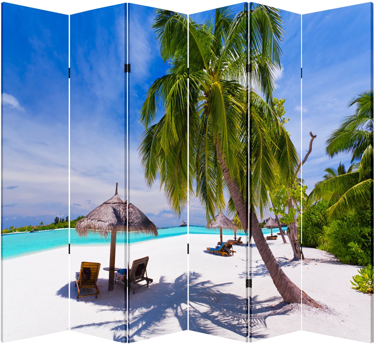 6 Panel Folding Screen Room Canvas Divider- Coconut (1252x1200), Png Download